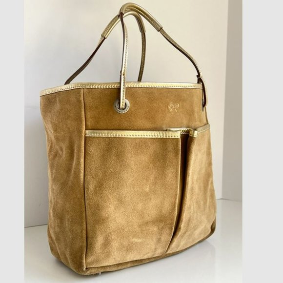 Anya Hindmarch Bags Anya Hindmarch London Tan Suede Gold Leather